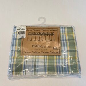 Park Designs Sarasota Valance 72x14 Green Blue Yellow Plaid Cotton NEW Cottage